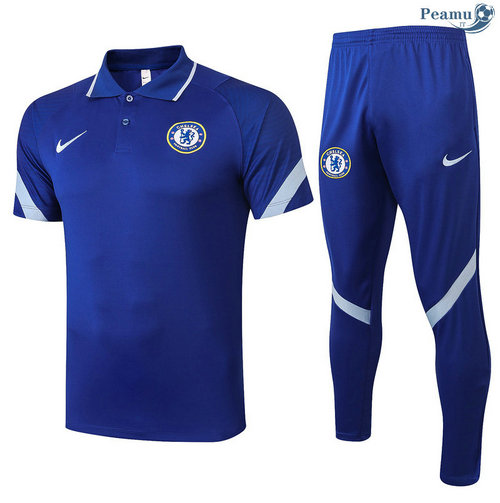 Kit Camisola Entrainement Polo Chelsea + Pantalon Azul 2020-2021