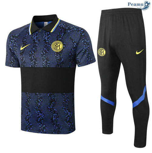 Kit Camisola Entrainement Polo Inter Milan + Pantalon Azul/Preto 2020-2021