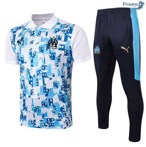 Kit Camisola Entrainement Polo Marsella + Pantalon Branco/Azul 2020-2021
