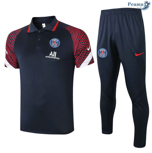 Kit Camisola Entrainement Polo PSG + Pantalon Azul Marinho/Vermelho 2020-2021