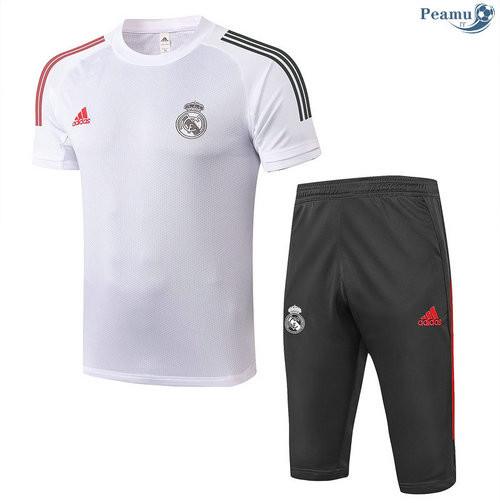 Kit Camisola Entrainement Real Madrid + Pantalon 3/4 Branco 2020-2021