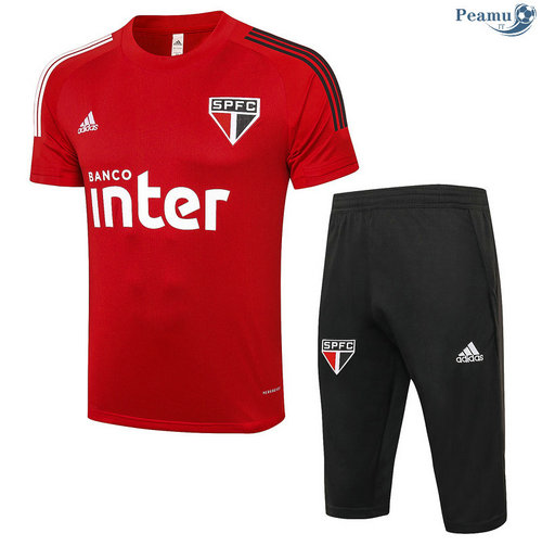 Kit Camisola Entrainement Sao Paulo + Pantalon 3/4 Vermelho 2020-2021