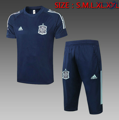 Kit Camisola Entrainement Espanha + Pantalon 3/4 Azul Marinho 2020-2021
