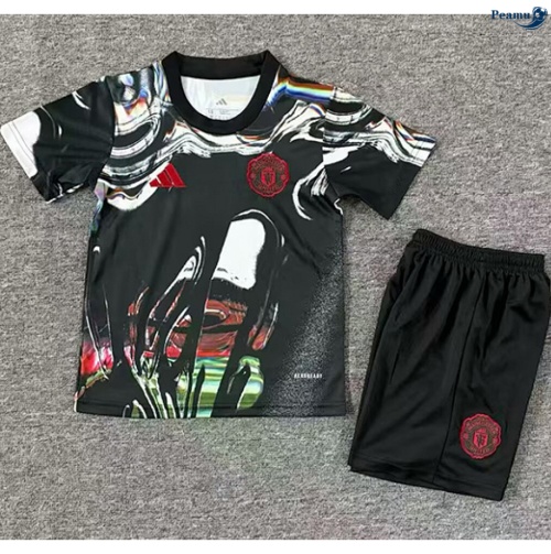 Camisola Futebol Manchester United Crianças Equipamento preto 2025-2026