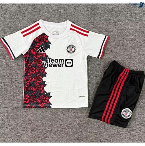 Camisola Futebol Manchester United Crianças Equipamento Training Branco 2025-2026