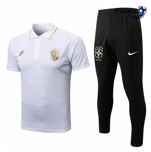 Novas Camisola Kit Equipamento Training foot Brasil + Pantalon Branco 2022-2023 baratas