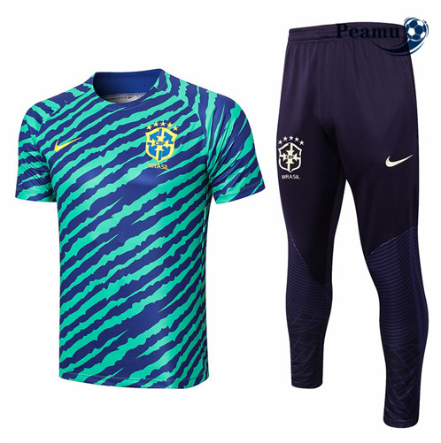 Novas Camisola Kit Equipamento Training foot Brasil + Pantalon Azul 2022-2023 online