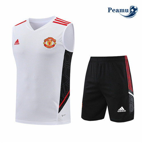 Novas Camisola Kit Equipamento Training foot Manchester United Colete + Pantalon Branco 2022-2023 personalizadas