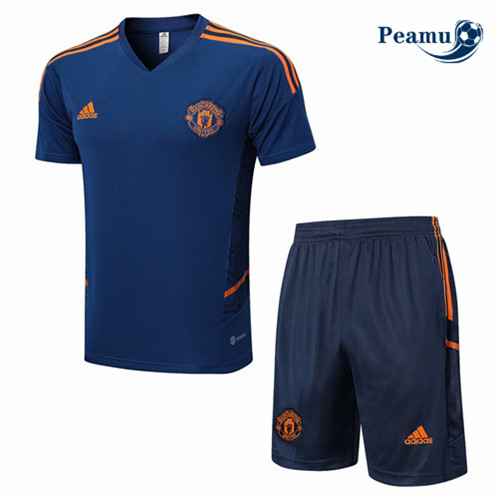 Novas Camisola Kit Equipamento Training foot Manchester United + Pantalon Azul 2022-2023 baratas