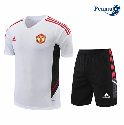 Comprar Camisola Kit Equipamento Training foot Manchester United + Pantalon Branco 2022-2023 personalizadas