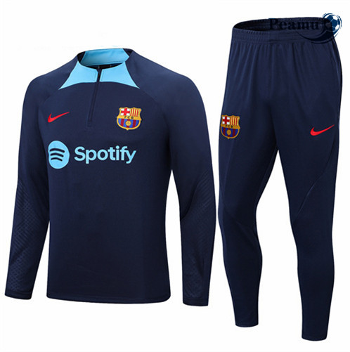 Novas Camisola Fato de Treino Barcelona Criancas Azul 2022-2023 personalizadas