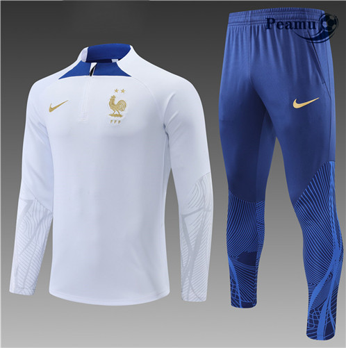 Novas Camisola Fato de Treino França Criancas Branco 2022-2023 personalizadas