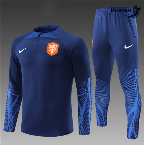 Novas Camisola Fato de Treino Holanda Criancas Azul 2022-2023 personalizadas