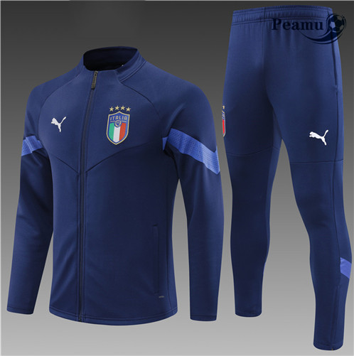 Novas Camisola Casaco de Fato de Treino Italia Criancas Azul 2022-2023 baratas