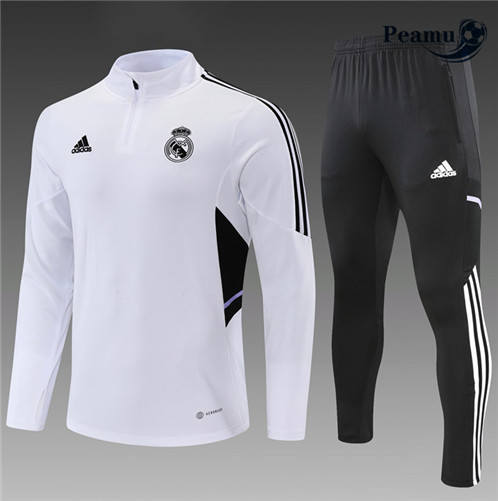 Novas Camisola Fato de Treino Real Madrid Criancas Branco 2022-2023 personalizadas