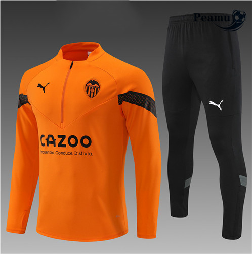 Novas Camisola Fato de Treino Valencia Criancas Laranja 2022-2023 personalizadas