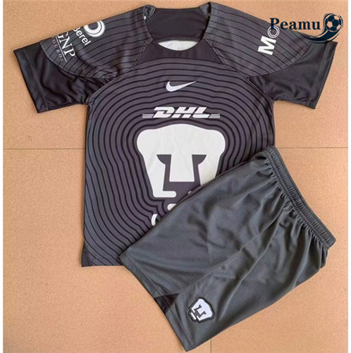 Novas Camisola Futebol Pumas Crianças Goleiro Equipamento Cinza 2022-2023 personalizadas