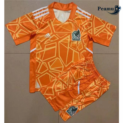 Novas Camisola Futebol Mexico Crianças Goleiro Equipamento Laranja 2022-2023 online