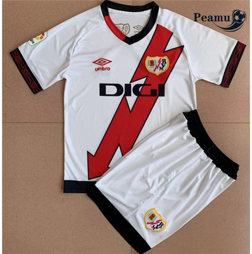 Novas Camisola Futebol Rayo Vallecano Crianças Principal Equipamento 2022-2023 personalizadas