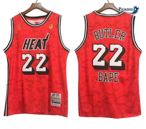 Peamu: Camisola Futebol Jimmy Butler, Miami Heat x Bape 'Vermelho' - 2023