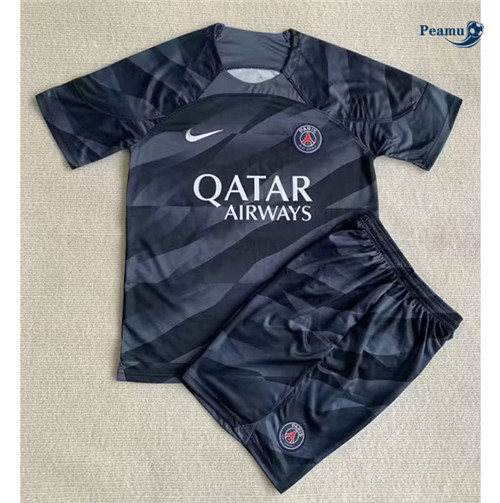 Camisola Futebol PSG Crianças Equipamento Goleiro Cinza/Negro 2023-2024