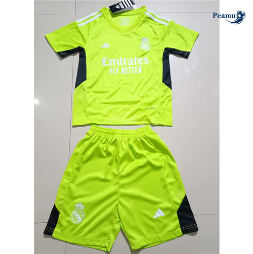 Camisola Futebol Real Madrid Crianças Equipamento Goleiro Verde 2023-2024