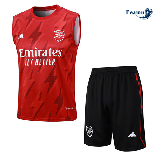 Novo Camisola Kit Equipamento Training Arsenal Colete + Calções Vermelho 2023-2024