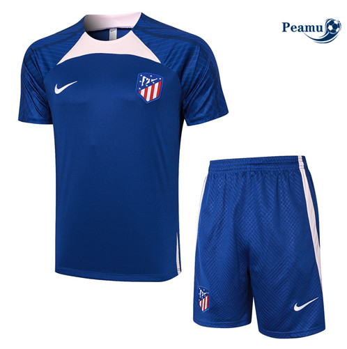 Novo Camisola Kit Equipamento Training Atletico Madrid + Calções Azul 2023-2024