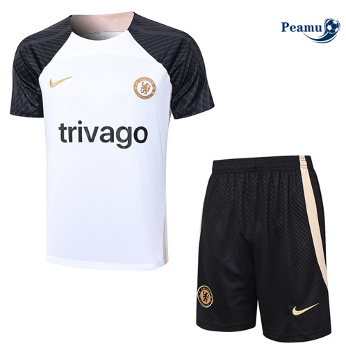 Criar Camisola Kit Equipamento Training Chelsea + Calções Branco 2023-2024