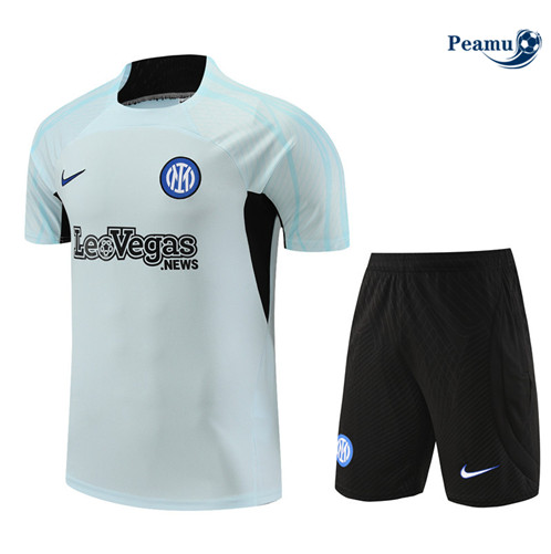 Criar Camisola Kit Equipamento Training Inter Milan + Calções Cinza Claro 2023-2024