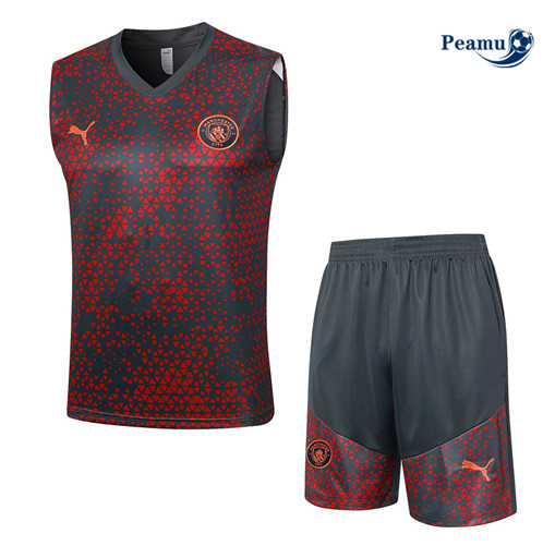 Comprar Camisola Kit Equipamento Training Manchester City Colete + Calções Vermelho 2023-2024