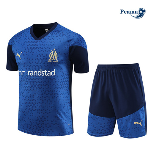 Novo Camisola Kit Equipamento Training Marsella + Calções Azul Real 2023-2024