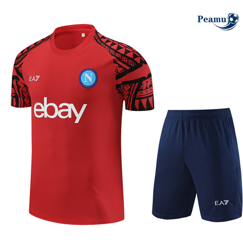 Criar Camisola Kit Equipamento Training Napoli Criancas + Calções Vermelho 2023-2024