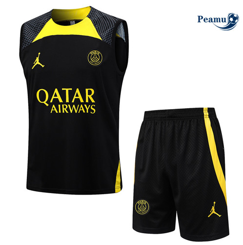 Criar Camisola Kit Equipamento Training Paris PSG Colete + Calções Preto 2023-2024