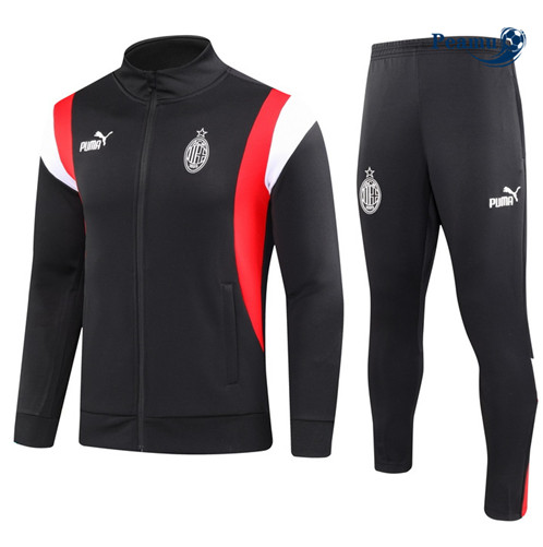 Criar Casaco de Fato de Treino AC Milan Equipamento Preto 2023-2024