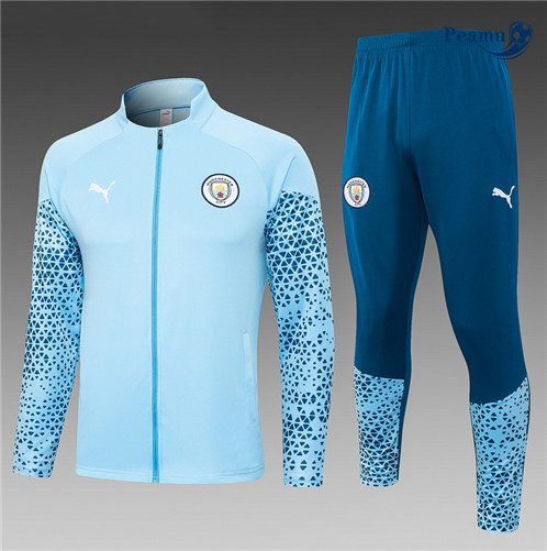 Novo Casaco de Fato de Treino Manchester City Equipamento Azul Claro 2023-2024