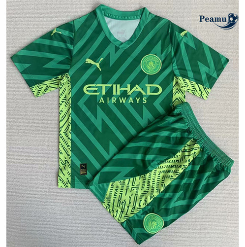 Loja Camisola Futebol Manchester City Crianças Equipamento Portero Verde 2023-2024