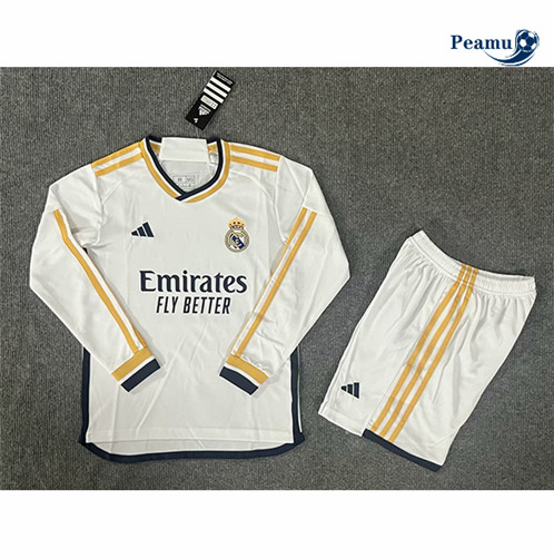 Comprar Camisola Futebol Real Madrid Crianças Principal Equipamento Manga Larga 2023-2024