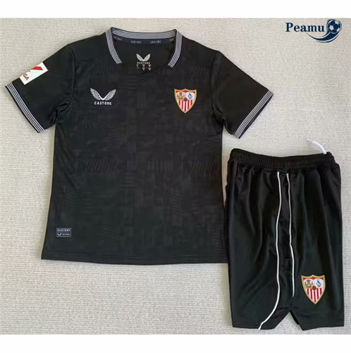 Criar Camisola Futebol Sevilla Crianças Equipamento Portero Preto 2023-2024