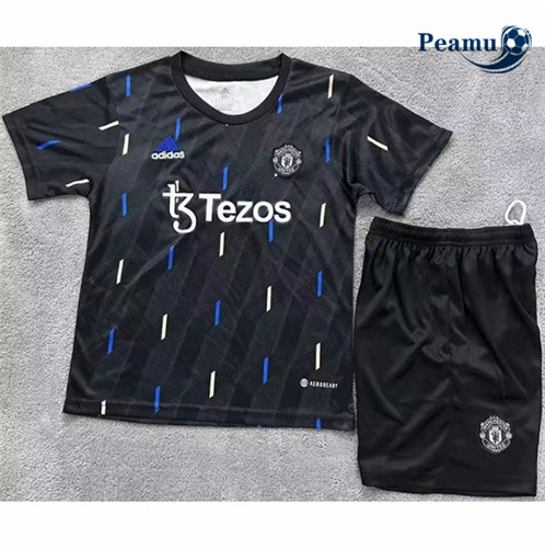 Peamu: Novas Camisola Futebol Manchester United Crianças Pre Match Negro 2022-2023