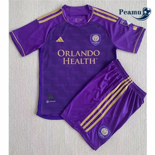 Peamu: Novo Camisola Futebol Orlando City Crianças Principal Equipamento 2023-2024