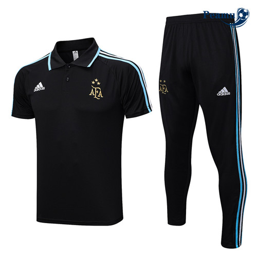 Peamu: Novo Camisola Kit Entrainement Futebol Argentina Polo + Pantalon 3 stars Preto 2023-2024