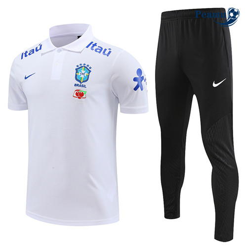 Peamu: Novas Camisola Kit Entrainement Futebol Brasil Polo + Pantalon Branco 2022-2023