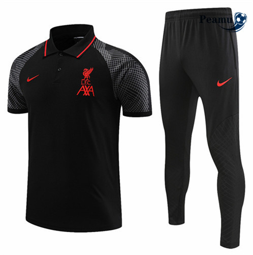 Peamu: Desconto Camisola Kit Entrainement Futebol Liverpool Polo + Pantalon Preto 2022-2023