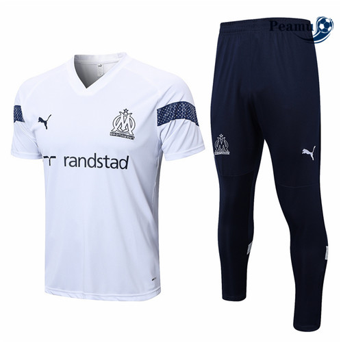 Peamu: Desconto Camisola Kit Entrainement Futebol Marsella + Pantalon Branco 2022-2023