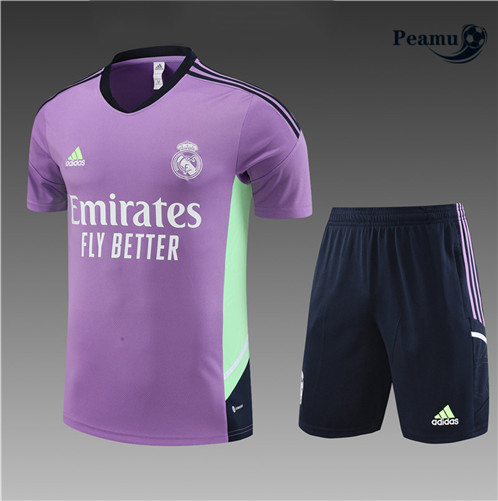 Peamu: Novo Camisola Kit Entrainement Futebol Real Madrid Criancas + Pantalon Roxo 2022-2023