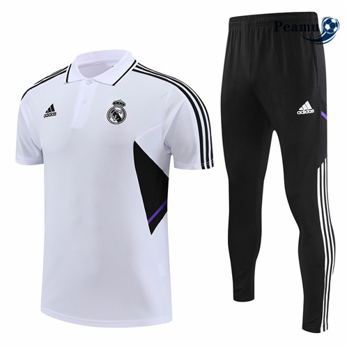 Peamu: Novas Camisola Kit Entrainement Futebol Real Madrid Polo + Pantalon Branco 2022-2023