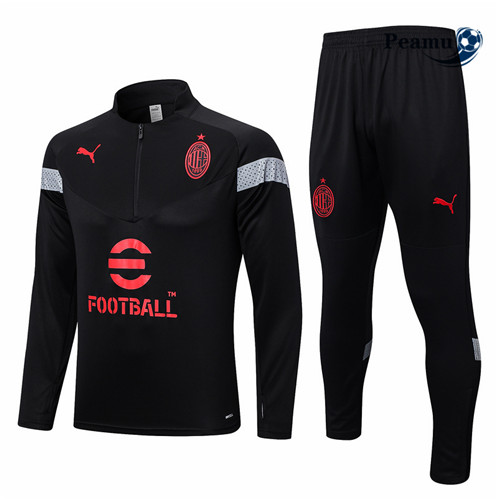 Peamu: Novo Camisola Futebol Fato de Treino AC Milan Preto 2022-2023