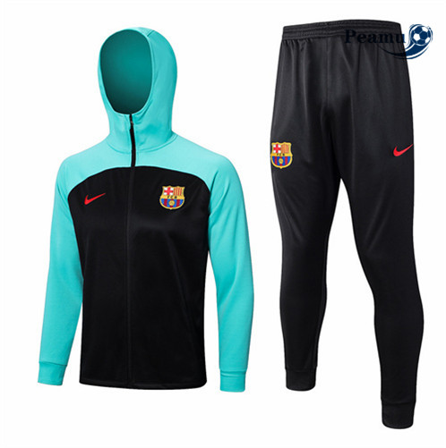 Peamu: Venda Camisola Futebol Casaco de Fato de Treino Barcelona com capuz Preto 2022-2023