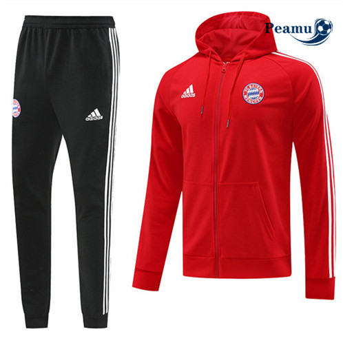 Peamu: Comprar Camisola Futebol Casaco de Fato de Treino Bayern de Munique com capuz Vermelho 2022-2023